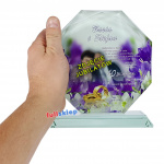 Pamiątka rocznicy ślubu Rubinowe Gody 40 szklana statuetka