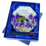 Pamiątka rocznicy ślubu Złote Gody 50 szklana statuetka